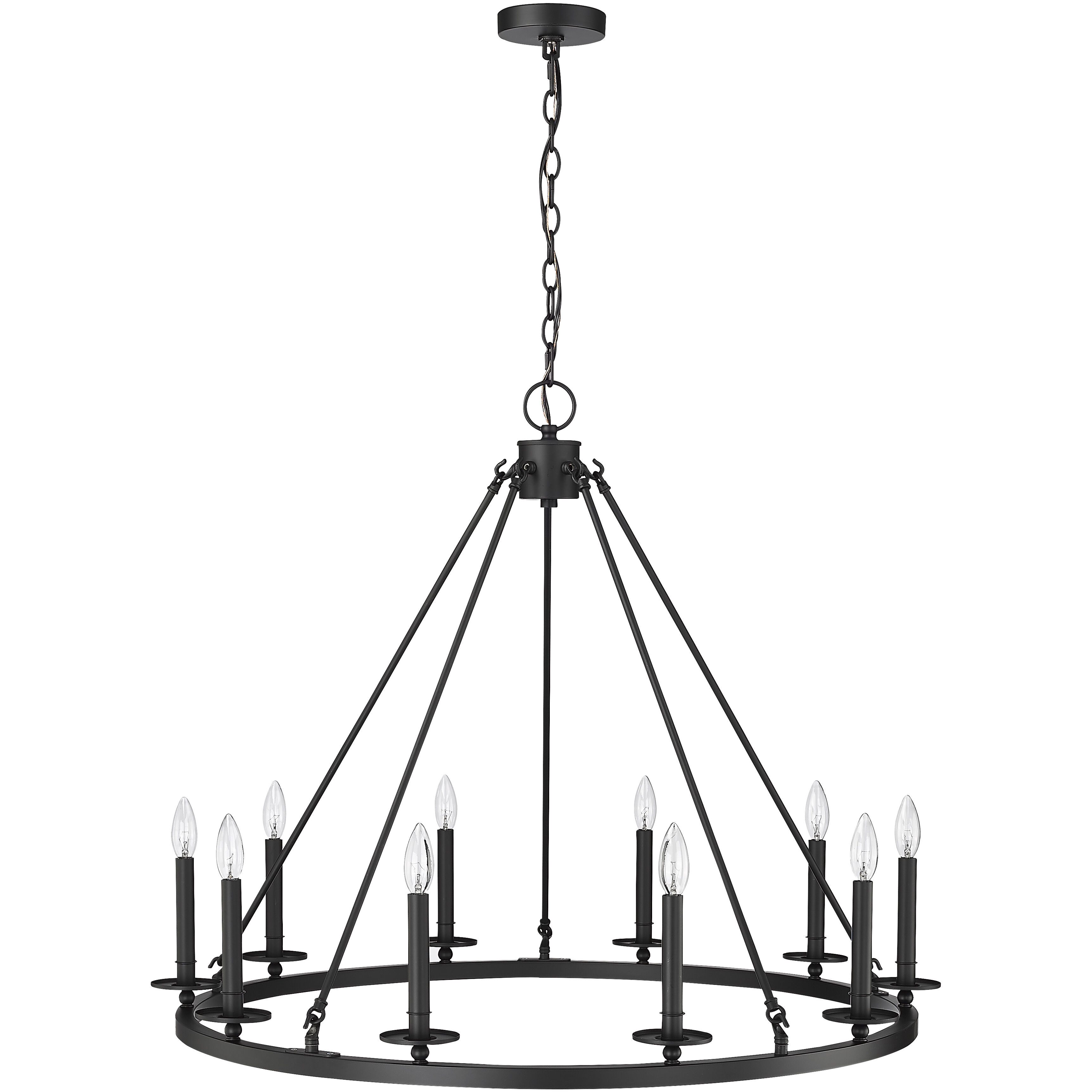 Florence 10 Light 36 inch Matte Black Chandelier Ceiling Light